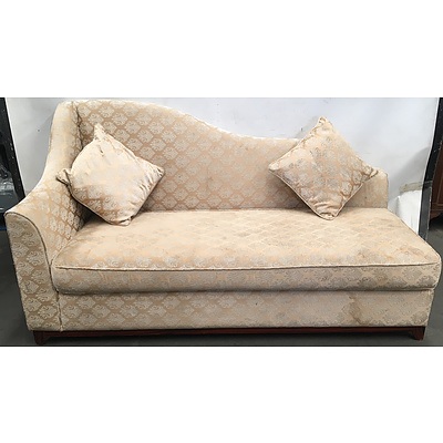 Gold Fleur De Lis Pattern Fabric Chaise Style Lounge