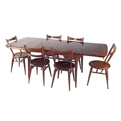 Heritage Furniture Teak Twin Extension Dining Table with Six Matching Chairs