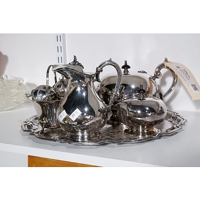 Perfection Plate Four Piece Tea and Coffee Set, Silverplate Tray and other Assorted Pieces