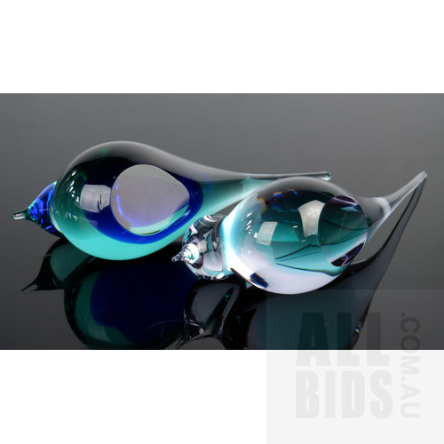 Pair Retro Studio Art Glass Birds
