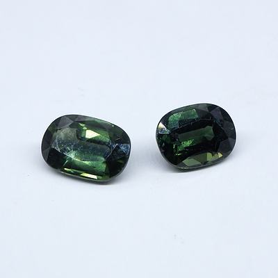 Two Green Oval Facetted Sapphires, 2.71cts