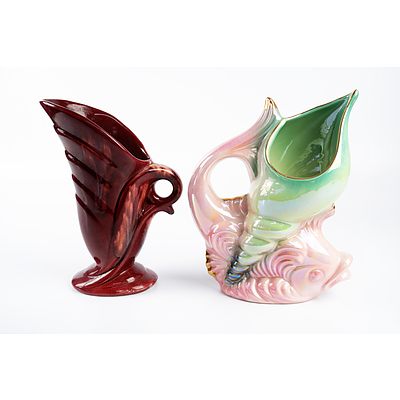 Vintage Kalmar Potter Fish Lustre Vase and an Art Deco Australian Pottery Vase (2)