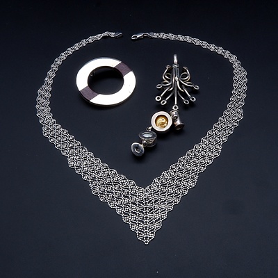 Sterling Silver Pendants with Gemstones, Pearls, Wood, Also Includes Filigree Necklace