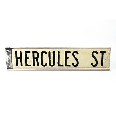 Vintage Glass 'Surveyor' and 'Dentist' Signs and a 'Hercules St' Metal Sign