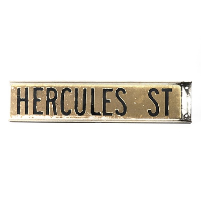 Vintage Glass 'Surveyor' and 'Dentist' Signs and a 'Hercules St' Metal Sign
