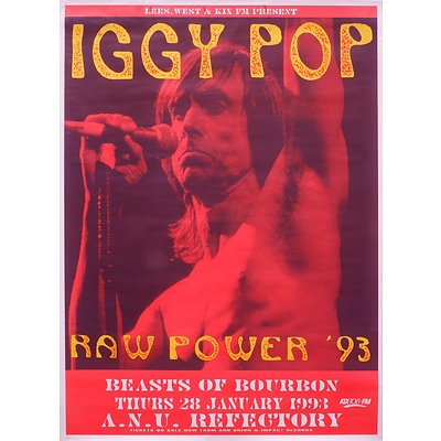 Original Iggy Pop ANU Refectory 1993 Australian Tour Concert Poster