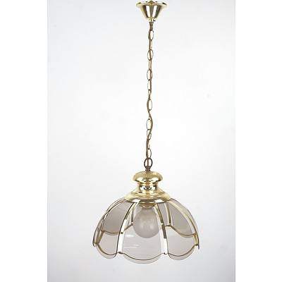 Vintage Style Brass and Glass Pendant Light Fitting