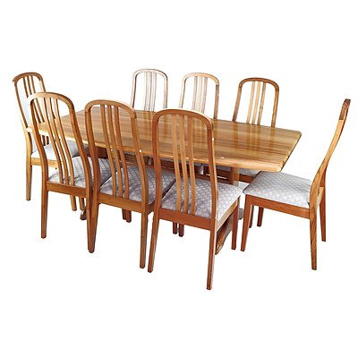 Uneke Furniture Solid Tasmanian Blackwood Dining Table with Six Matching High Back Chairs