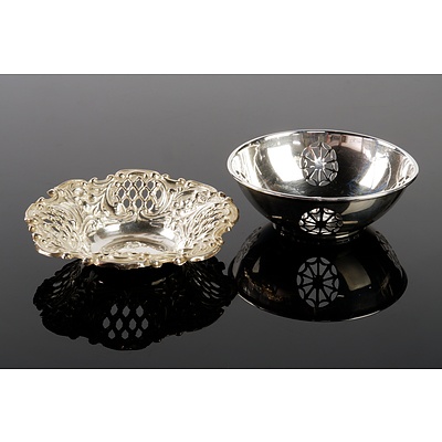 Two Antique Sterling Silver Pierced Small Dishes - Hallmarked Henry Matthews Birmingham 1902 and Francis Birmingham 1924