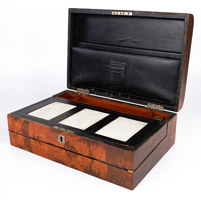 Victorian Burr Walnut Writing Box, Circa 1880