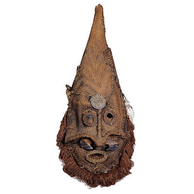 Vintage Sepik River PNG Wickerwork Cerimonial Tribal Mask