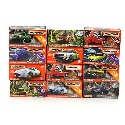 Twelve Boxed Matchbox Cars, Including 2019 Jeep Renegade, 2015 Mercedes Benz G550 and More 