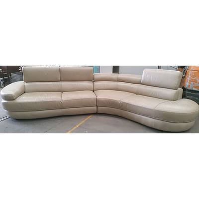 Contemporary Four Seater Leather Lounge