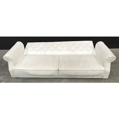 White Faux Leather Click-Clack Sofa Bed
