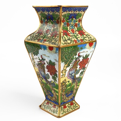 Chinese Cloisonne vase with Cockerel Motif