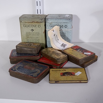 Various Vintage Medicinal and Cigarette Tins