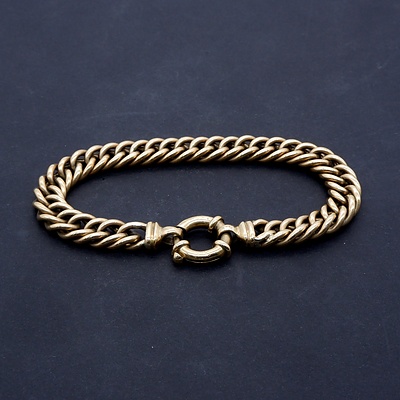 9ct Yellow Gold Double Curb Link Bracelet, 24.4g