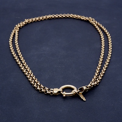 9ct Yellow Gold Double Belcher Chain, 13.2g