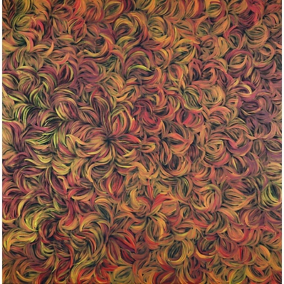 Margaret Scobie (born 1948, Anmatyerre language group), Bush Leaf Medicine, Synthetic Polymer Paint on Canvas