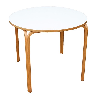 Retro Bent Ply and Formica Top Circular Dining Table