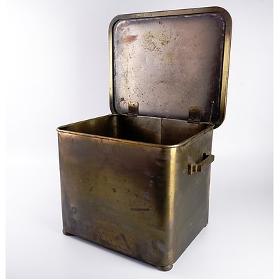 Brass and Copper Lidded Coal Box, Mid 20th Century