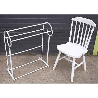 Vintage Style Cottage Chair and a Contemporary Metal Towel Rail (2)