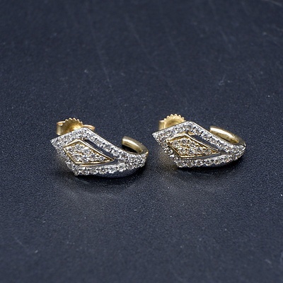 Pair of 10ct Yellow Gold and Diamond Stud Earrings