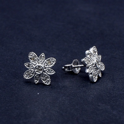 10ct White Gold and Diamond Earrings