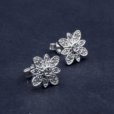10ct White Gold and Diamond Earrings