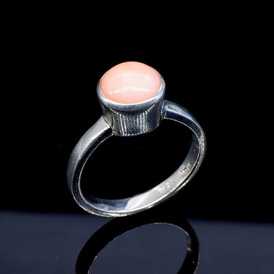 Sterling Silver Ring with Pink Coral