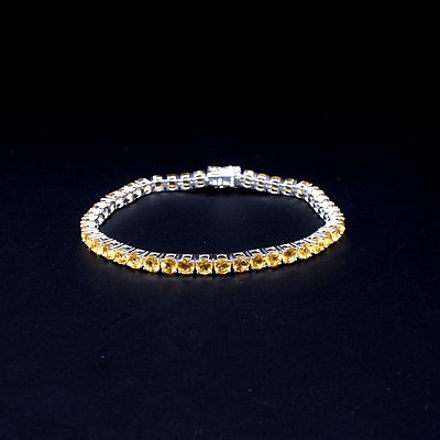 Sterling Silver Tennis Bracelet with Round Citrine