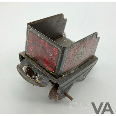Vintage Dinky Toys Cast Motorcycle and Side Car, Fire Fighters, Cast Lead Ship, Wyn Toys Locomotive Tender and Toy Scales