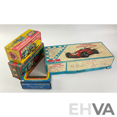 Collection of Japanese Toy Car Boxes Including KK, Diapet, SSS, Tomiyama, Asahitoy, Sanshin, Bandai Baby