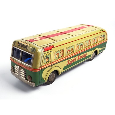 Vintage Tin Toy Sight Seeing Bus - Circa 1950s