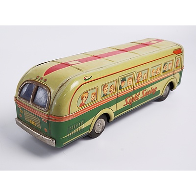Vintage Tin Toy Sight Seeing Bus - Circa 1950s