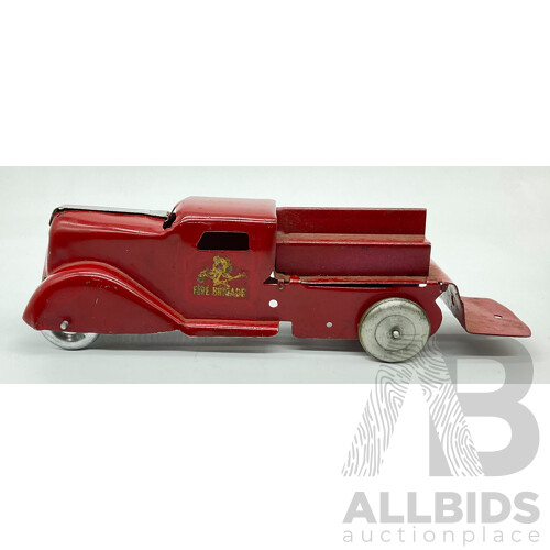 Vintage Pressed Steel Wyn Toy Fire Brigade Truck