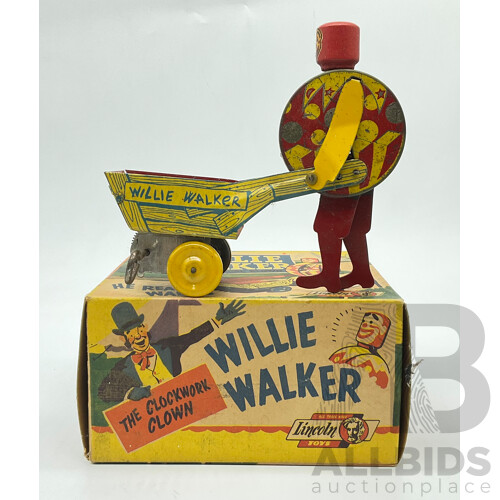 Vintage Willie Walker Toy the Mechanical Clown, Lincoln Toys