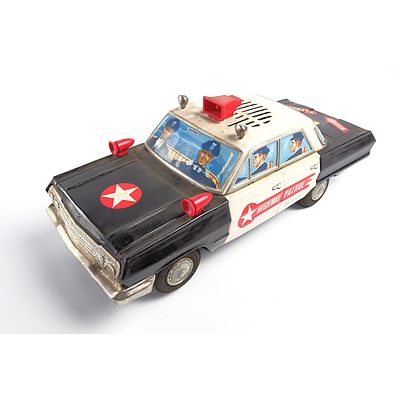 Vintage Japanese Tin Toy Battery Operated Police Car