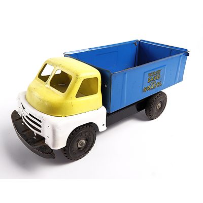 Vintage Wyn Toy Australia Sand and Gravel Truck - Yellow, White and Blue