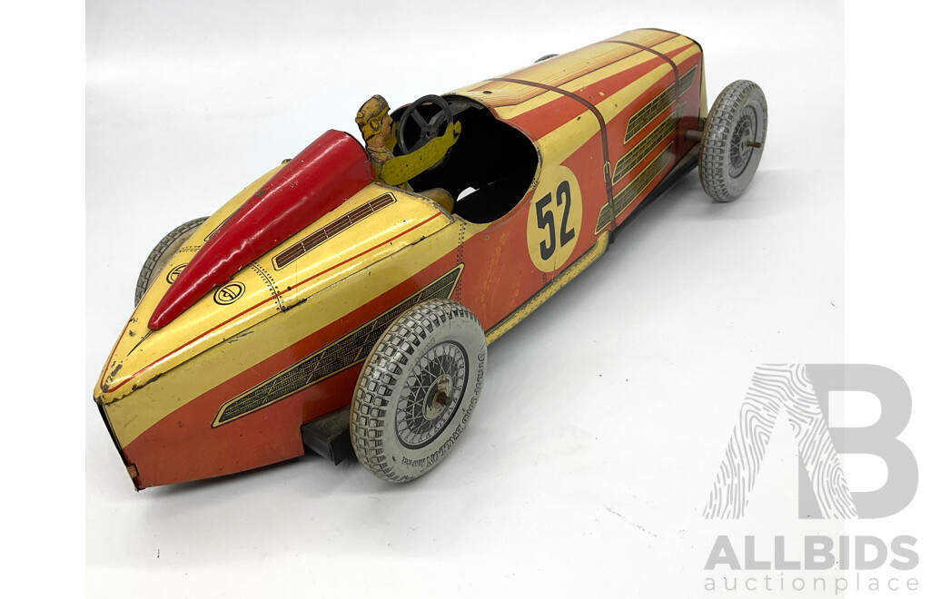 Vintage Pressed Metal Toy Racing Car