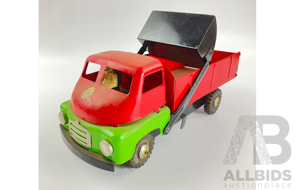 Vintage Boomaroo Pressed Steel Toy Tipper Truck with Lever Operated Tipper, Made in Australia