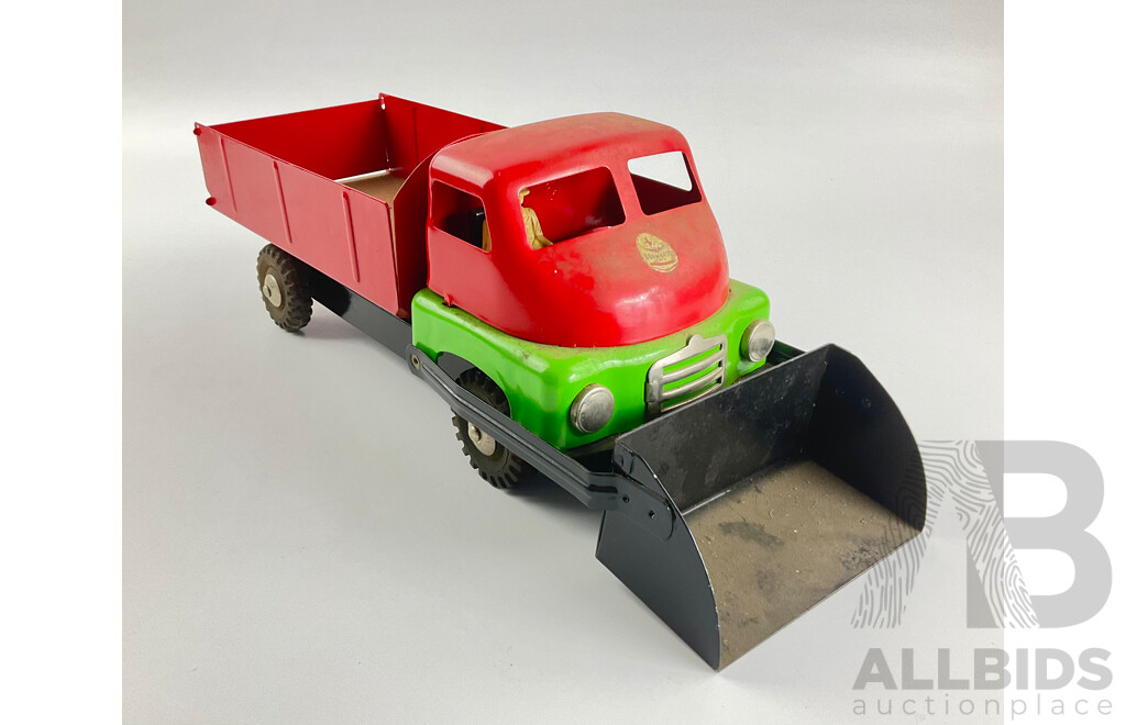 Vintage Boomaroo Pressed Steel Toy Tipper Truck with Lever Operated Tipper, Made in Australia