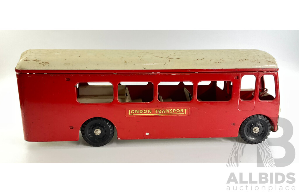 Vintage Pressed Steel Toy London Transport Bus, Leyland 1A08