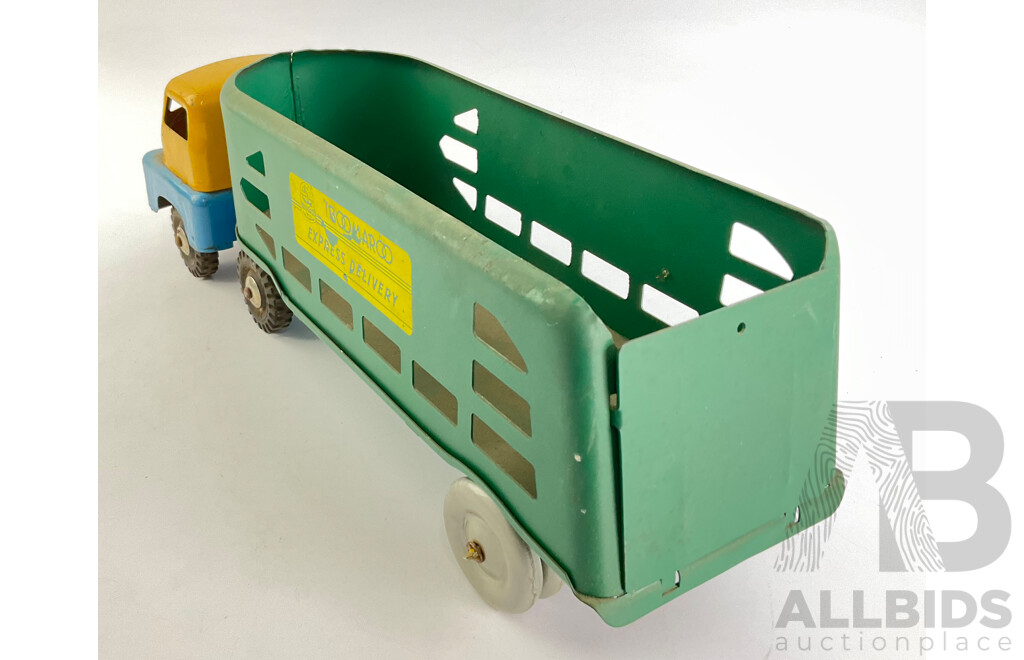 Vintage Boomaroo Pressed Steel Toy Express Delivery Truck and Trailer