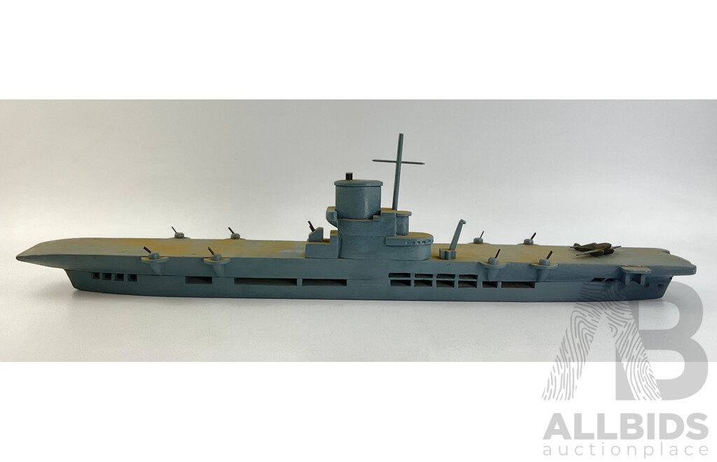 Large Bespoke Timber Model Aircraft Carrier