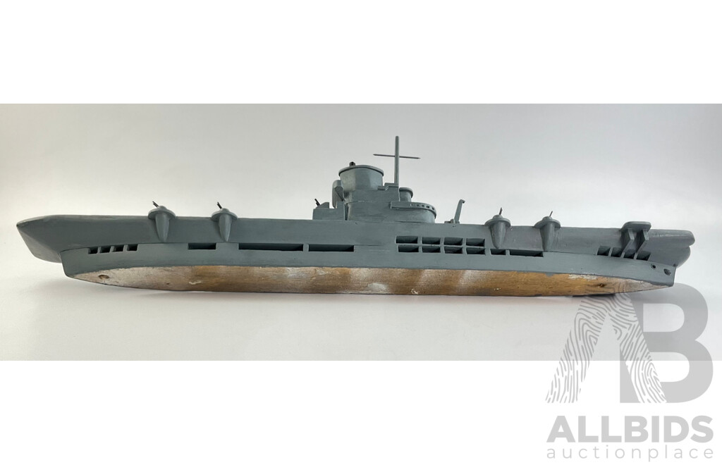 Large Bespoke Timber Model Aircraft Carrier