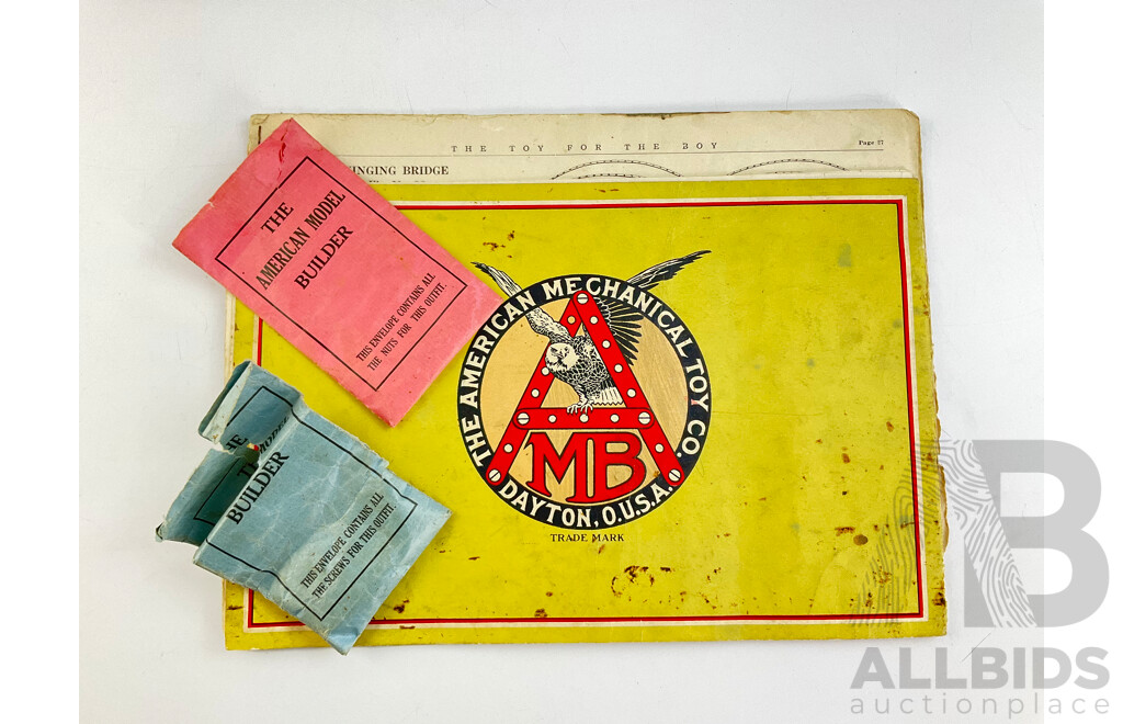 Vintage American Mechanical Toy Co, American Model Builder Number One with Original Manuals