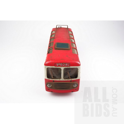 Vintage Joustra Special Transeurope Tin Toy Bus with Friction Drive