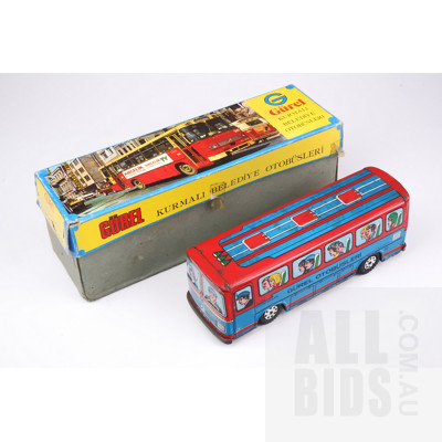Vintage Eastern European Tin Toy Gurel Octobusleri Bus with Original Box