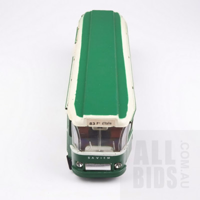 Vintage Saviem Tin Toy Italian Bus with Friction Drive Rear Wheels